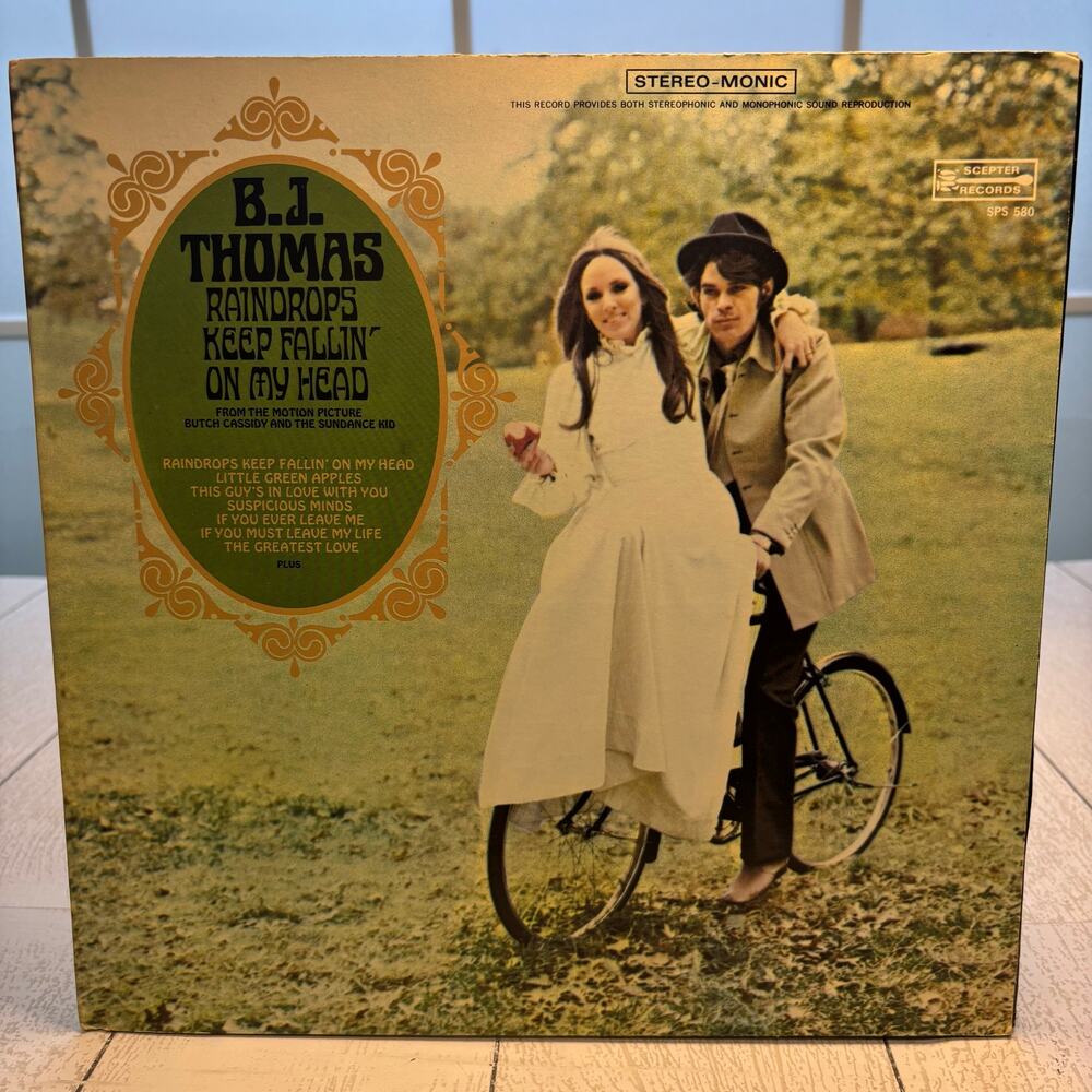 B.J. Thomas Raindrops Keep Fallin' On My Head 1969 Vinyl LP